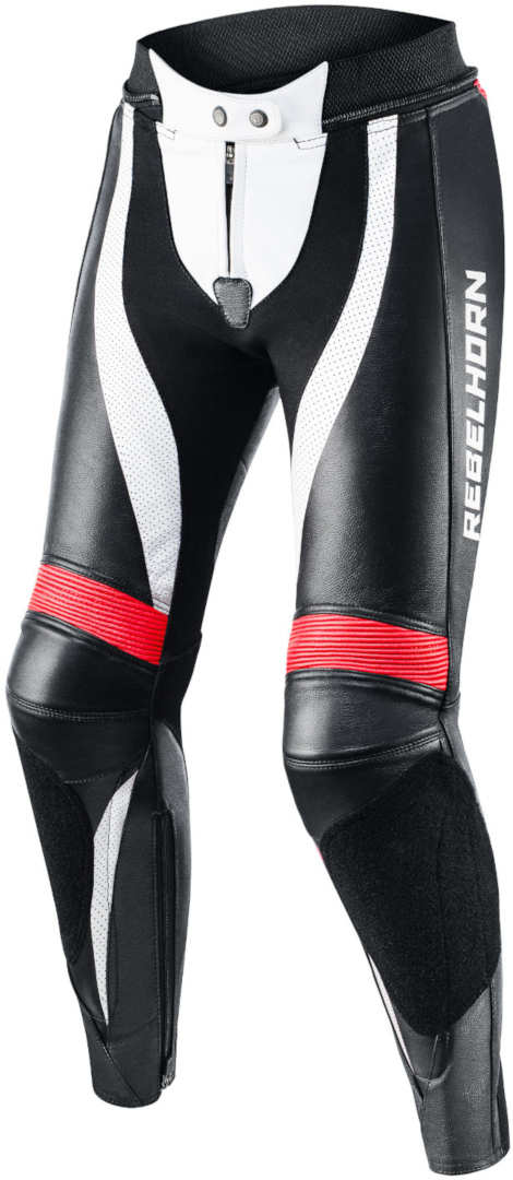 Rebelhorn Rebel Pantalon en cuir de moto dames Noir Blanc Rouge 32