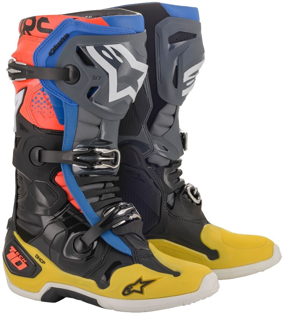 Alpinestars Tech 10 Bottes motocross Noir Bleu Jaune 40 41