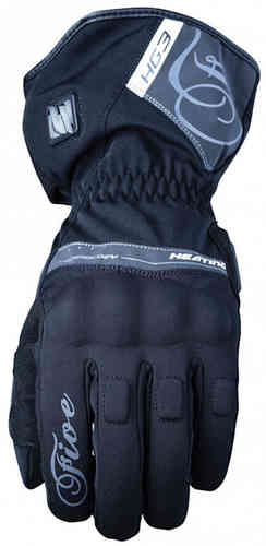 Five HG3 Guantes de moto calentables para damas Negro Gris XL