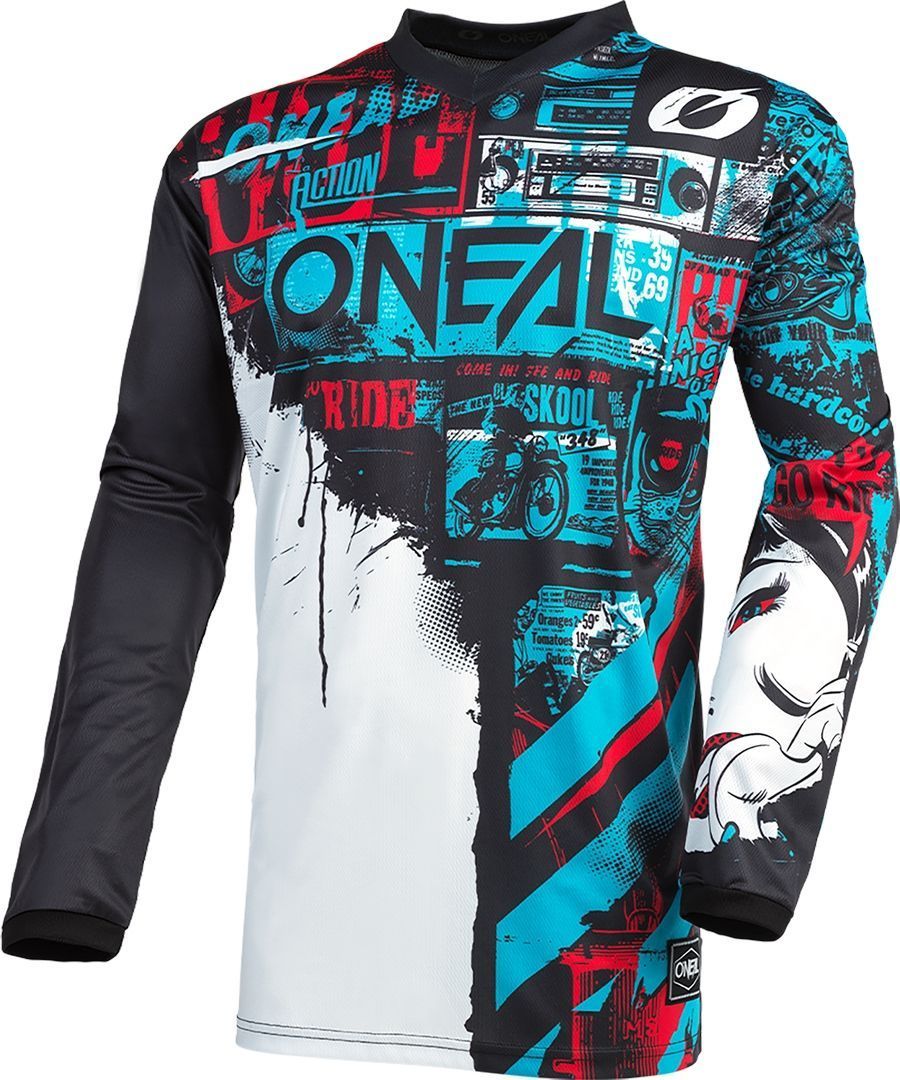 Oneal Element Ride Maillot motocross Noir Bleu S