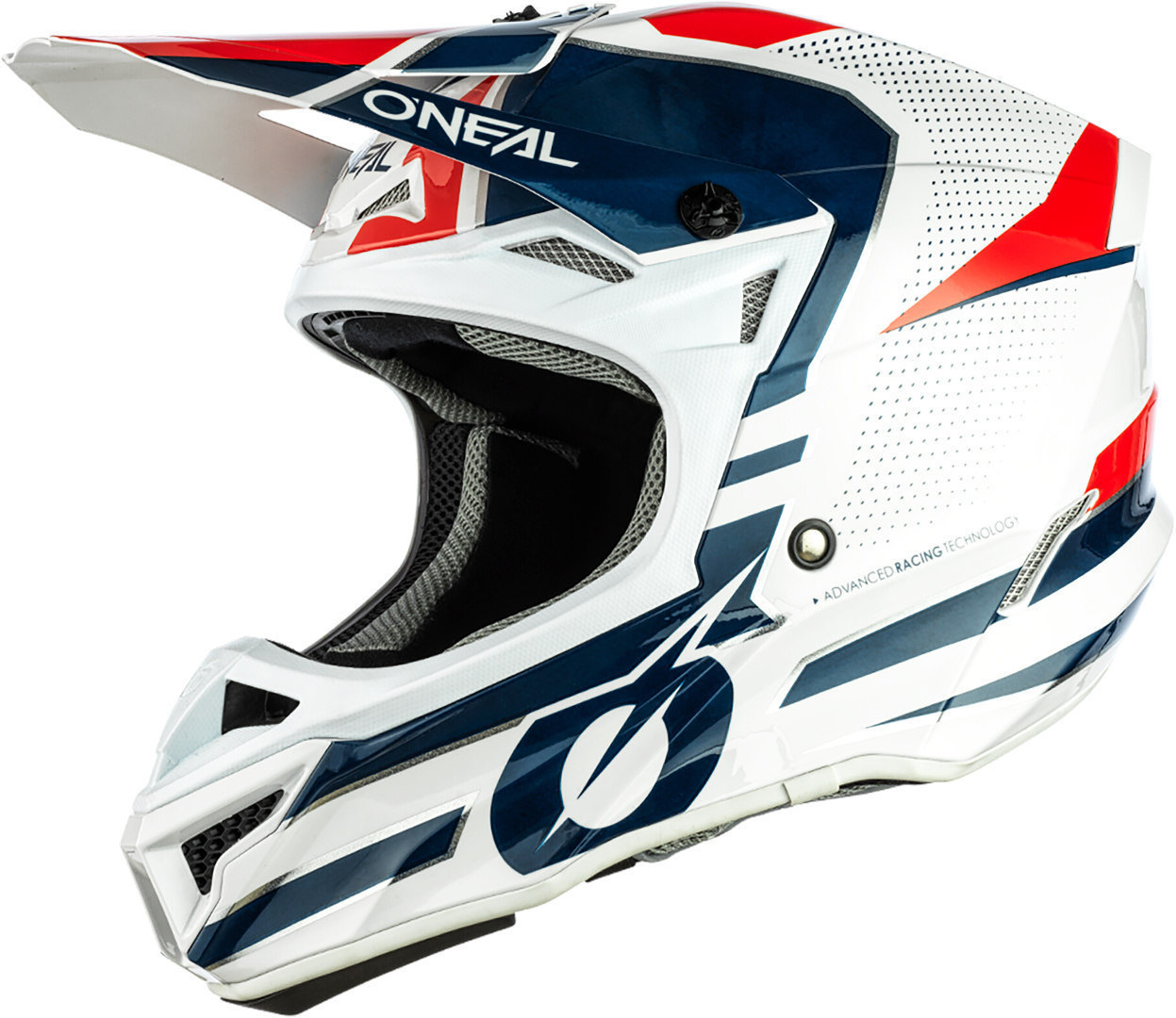 Oneal 5Series Polyacrylite Sleek Casque de motocross Blanc Rouge Bleu XS