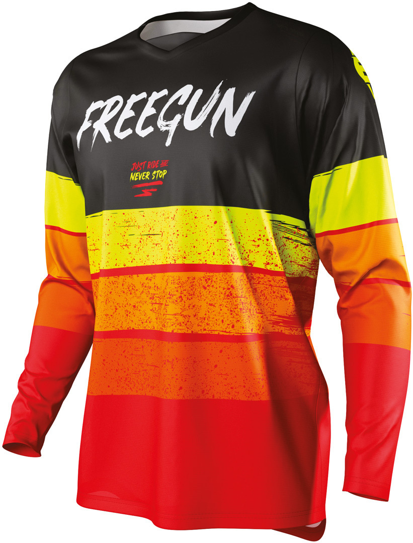 Freegun Devo Stripe Maillot motocross Rouge Jaune S