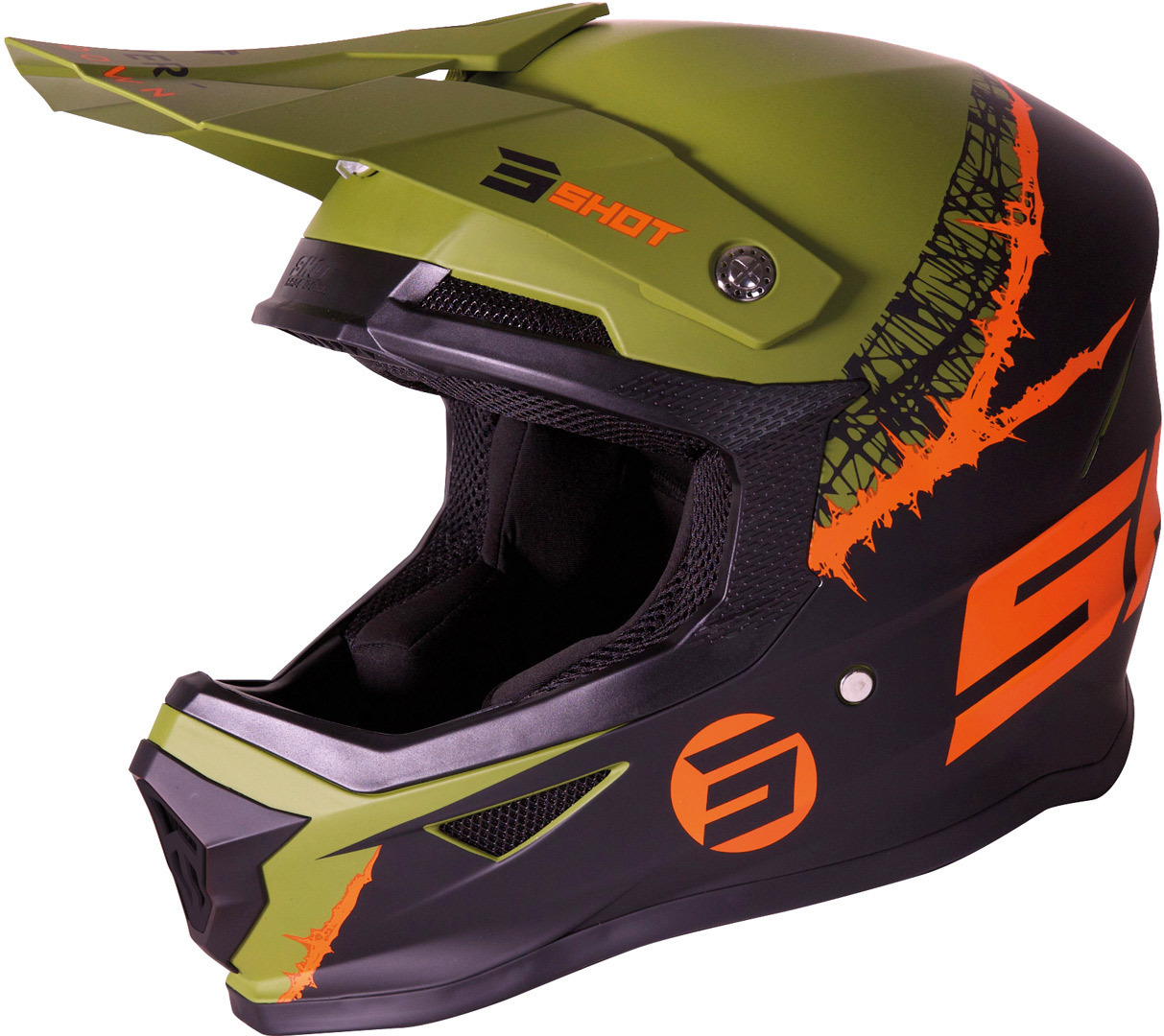 Image of Casque cross Shot FURIOUS STORM - BLACK KAKI ORANGE MATT 2021
