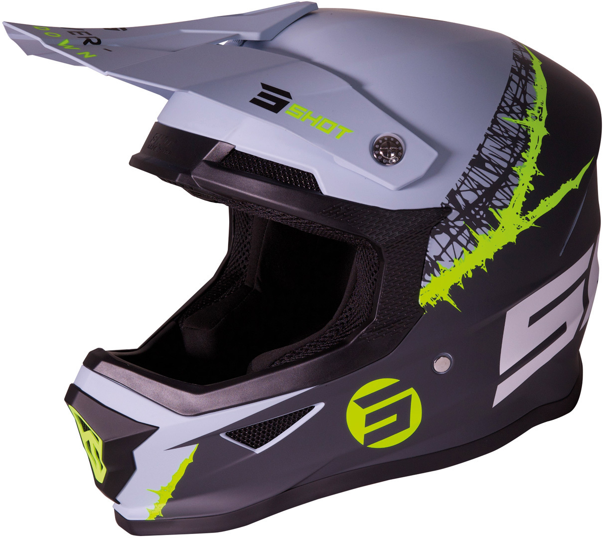 Image of Casque cross Shot FURIOUS STORM - DARK GREY NEON YELLOW MATT 2021
