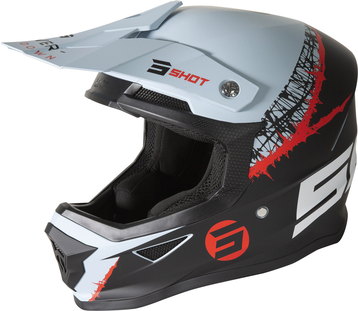 Image of Casque cross Shot FURIOUS STORM - BLACK GREY RED MATT 2021