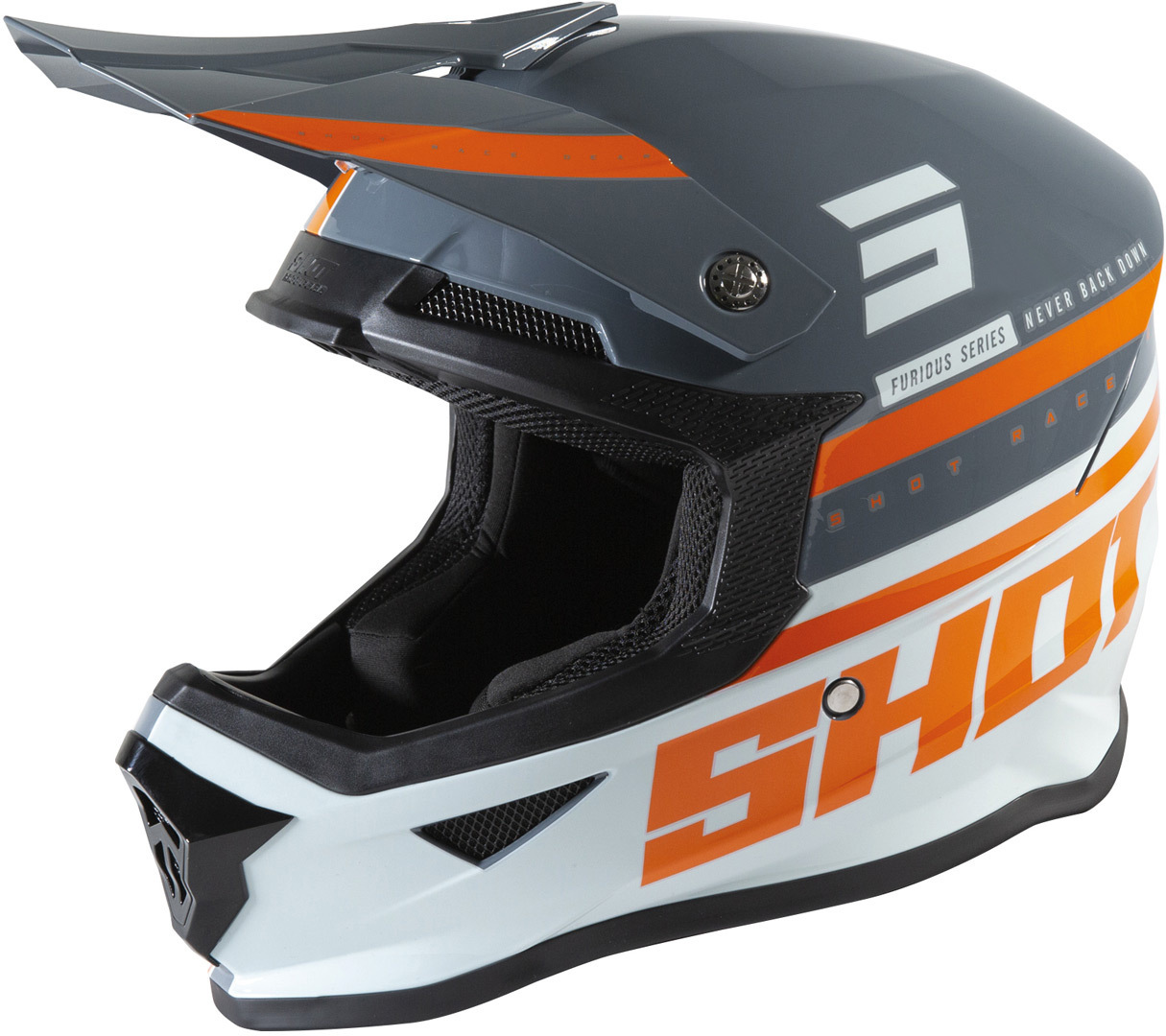 Image of Casque cross Shot FURIOUS SHINING - GREY GLOSSY 2021