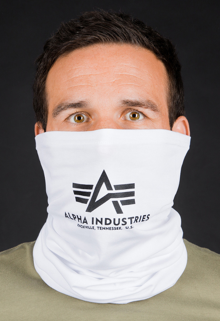 Alpha Industries Basic Logo Couvre-chefs multifonctionnels Noir Blanc unique taille