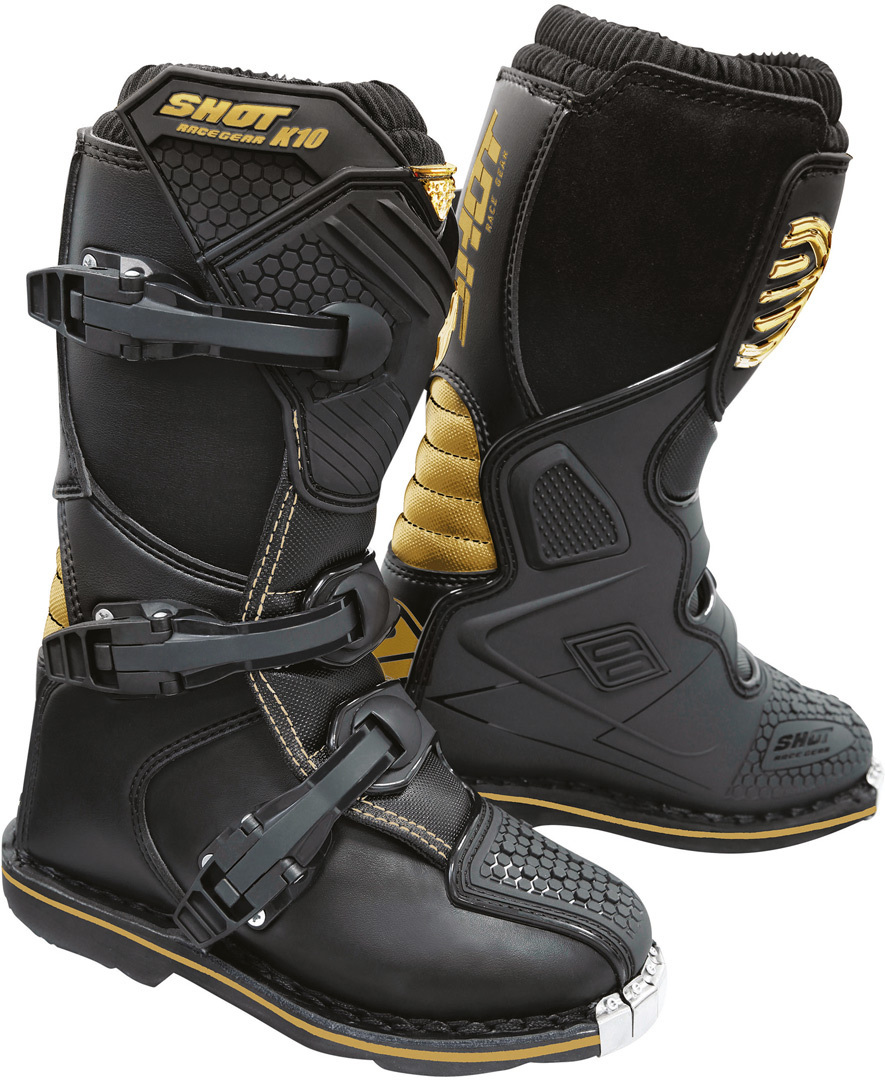 Shot X10 2.0 Gold Bottes motocross Noir Or 39