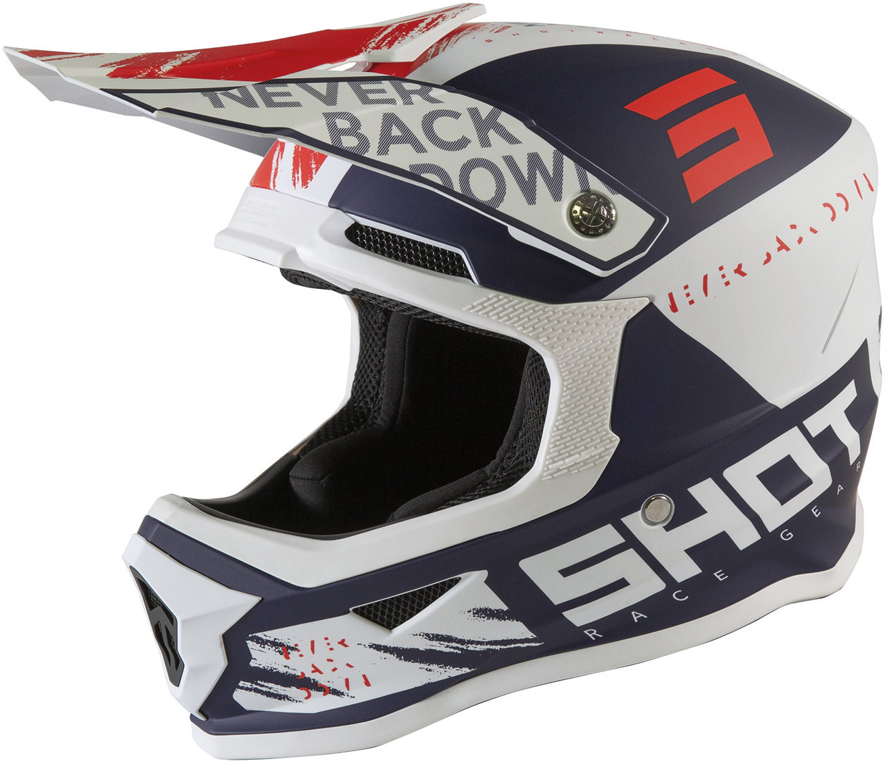 Shot Furious Draw Casque de motocross pour enfants Rouge Bleu S
