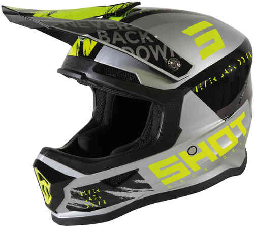 Shot Furious Draw Casco de Motocross para niños Gris Amarillo M