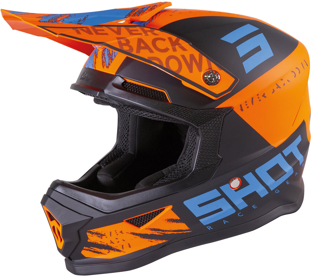 Shot Furious Draw Casque de motocross pour enfants Bleu Orange S