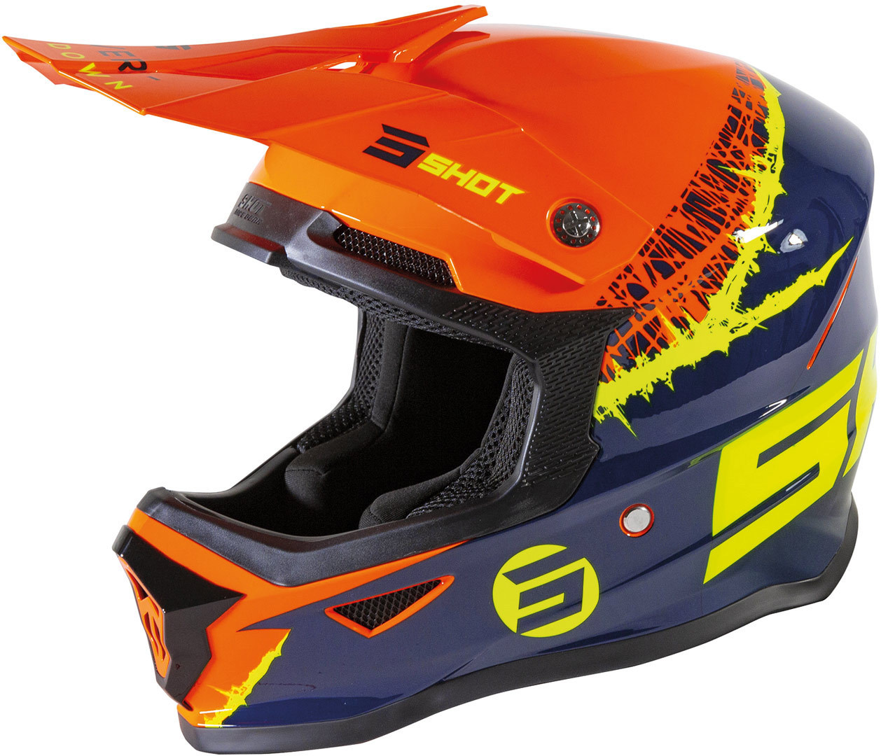 Shot Furious Storm Casque de motocross pour enfants Bleu Orange S