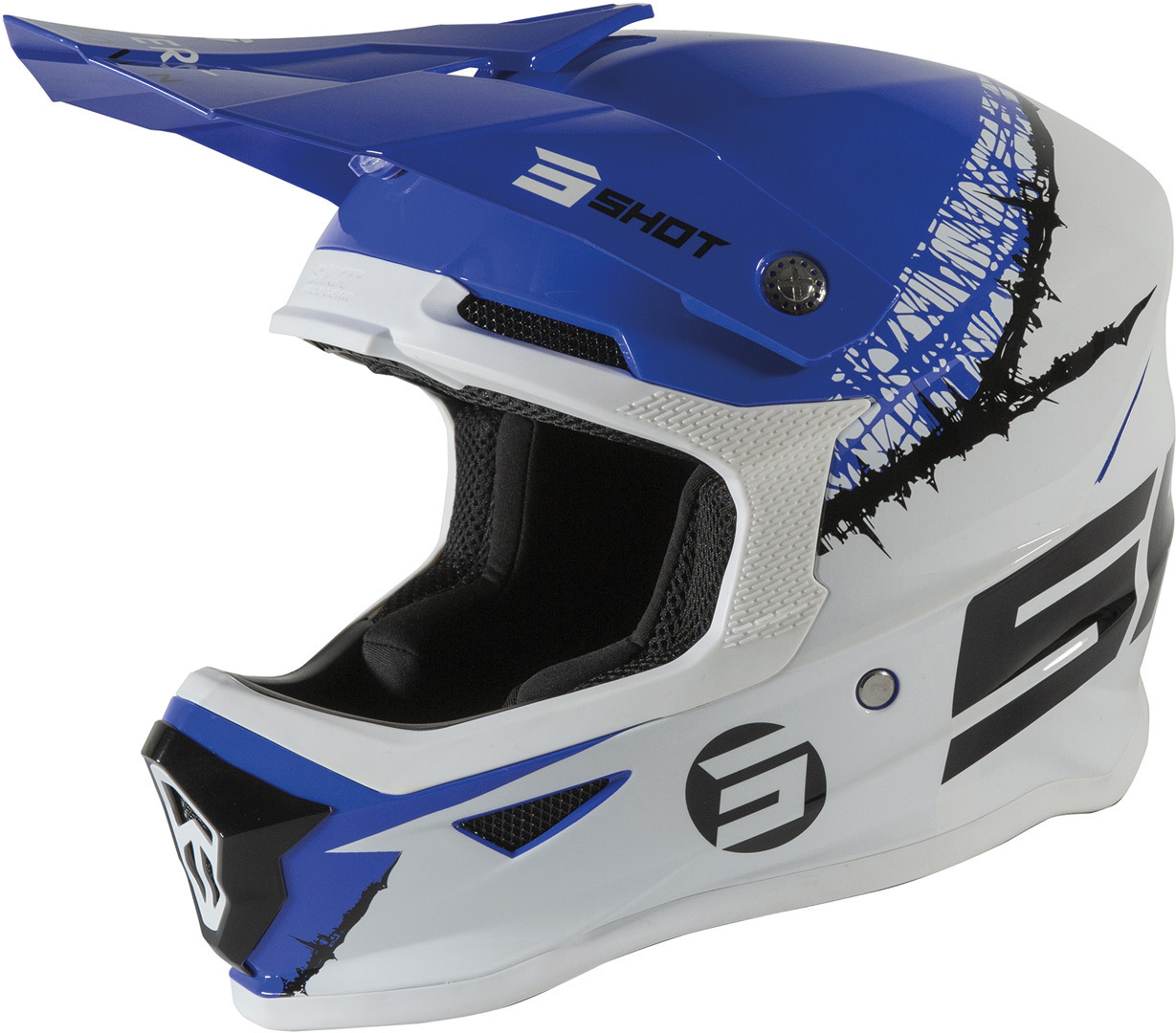 Shot Furious Storm Casque de motocross pour enfants Blanc Bleu S