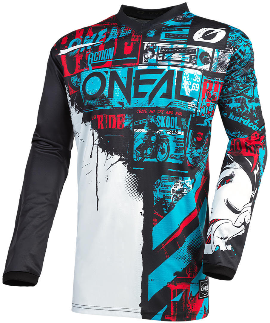 Oneal Element Ride Maillot de motocross de la jeunesse Noir Bleu XS