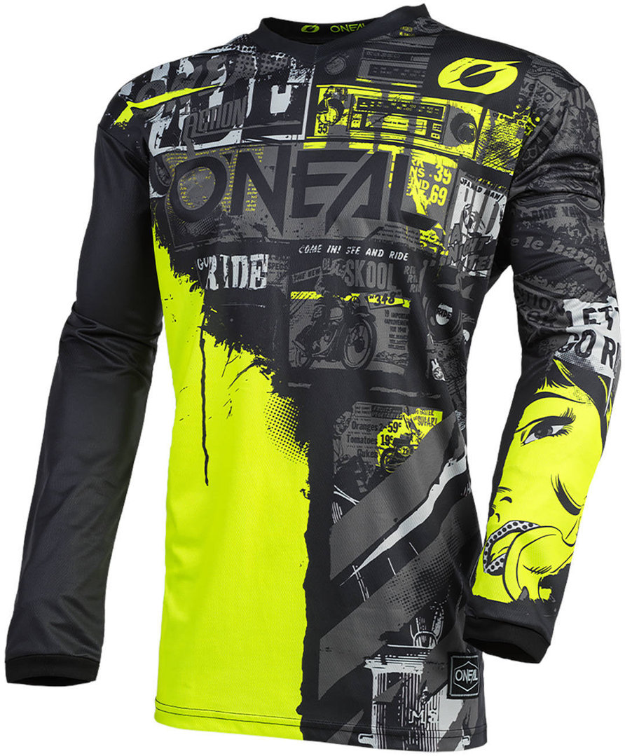 Oneal Element Ride Maillot de motocross de la jeunesse Noir Jaune XS