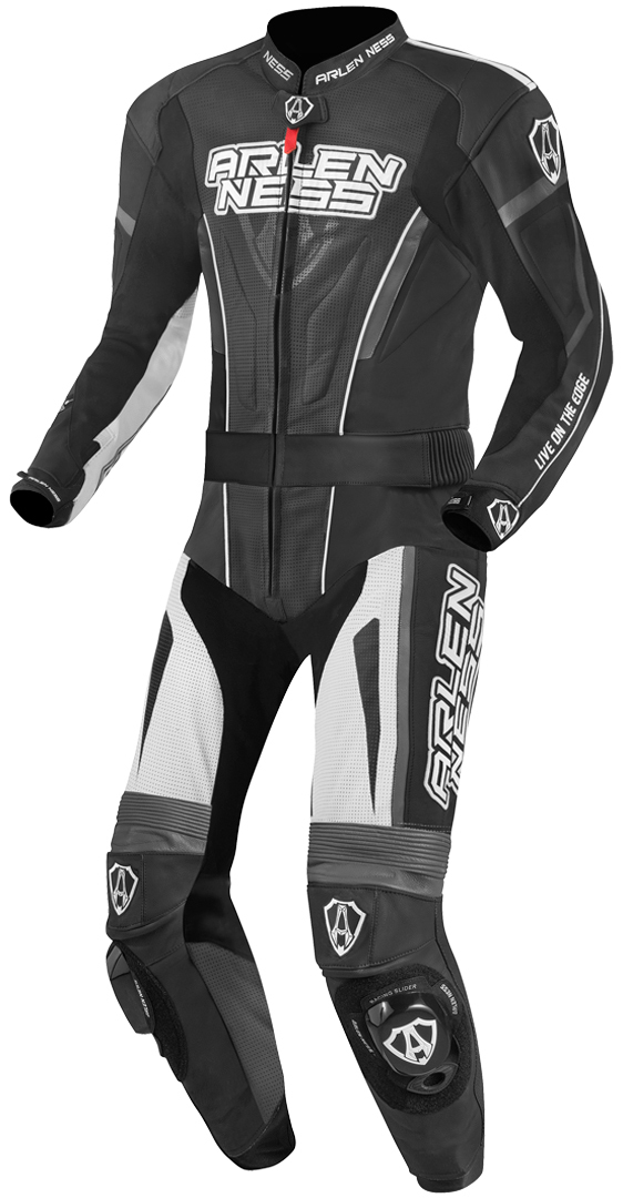 Arlen Ness Edge Costume en cuir de moto deux pièces Noir Gris Blanc 48