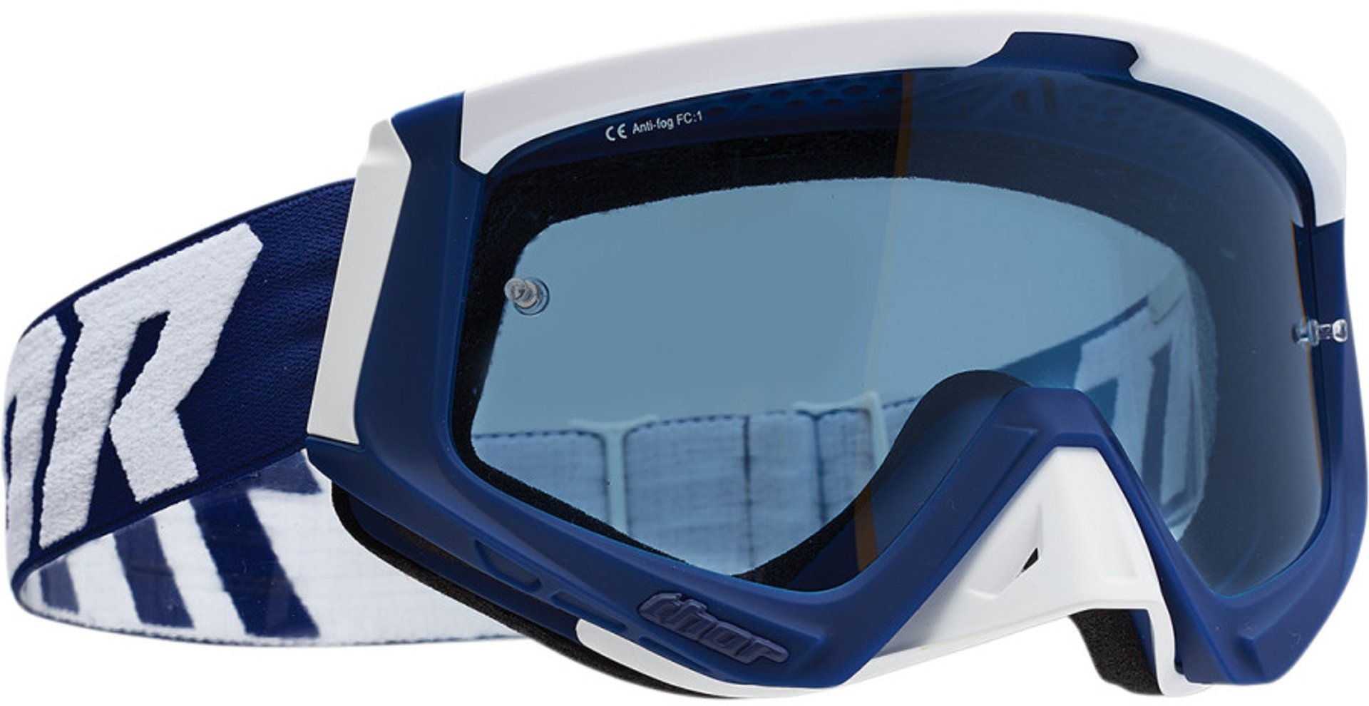 Thor Sniper Lunettes de motocross Blanc Bleu unique taille