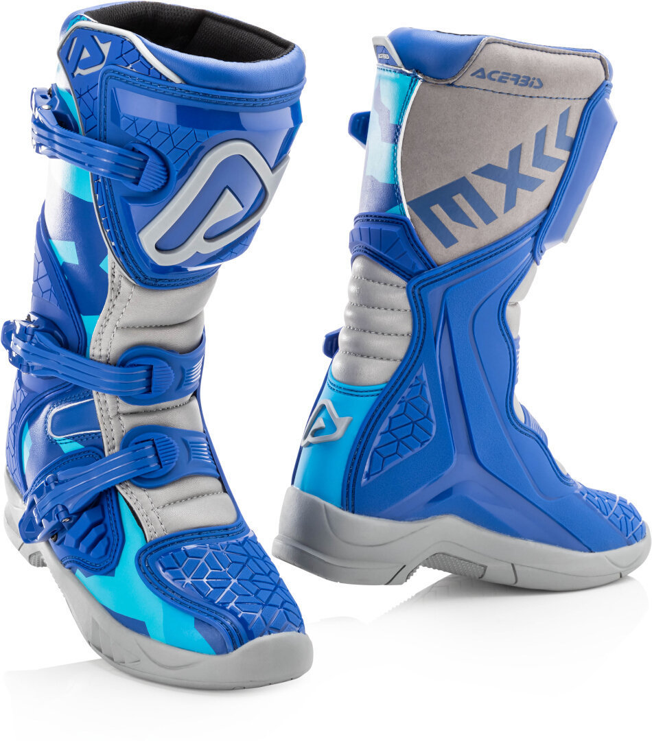 Acerbis X-Team Bottes de motocross pour enfants Gris Bleu 33