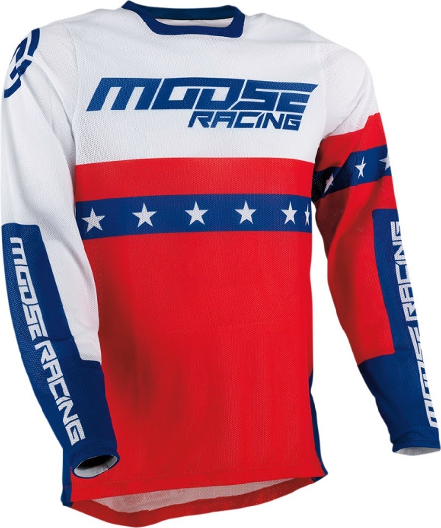 Moose Racing Sahara Racewear Maillot motocross Blanc Rouge Bleu S