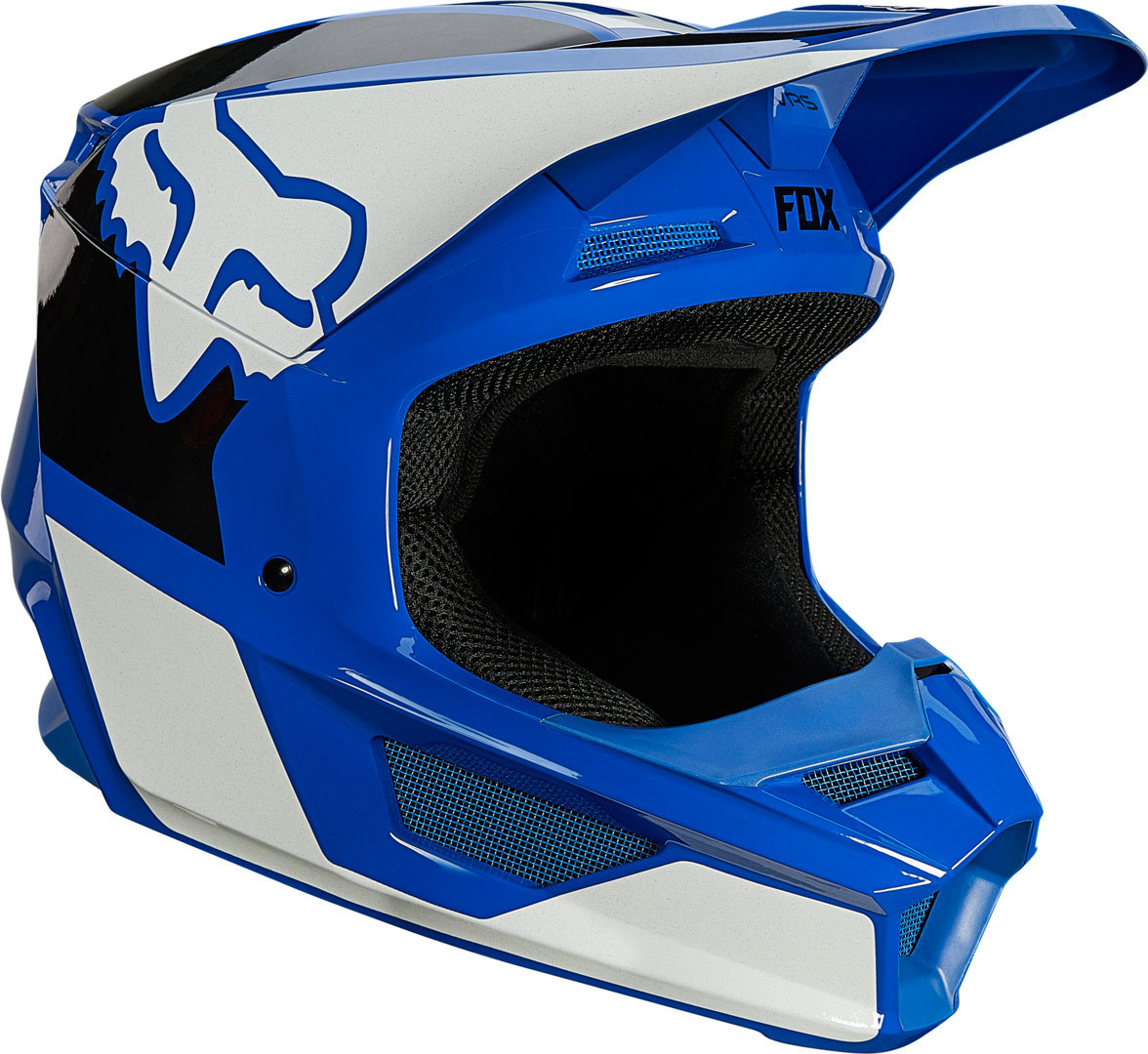 FOX V1 REVN Casque de motocross Blanc Turquoise Bleu XS