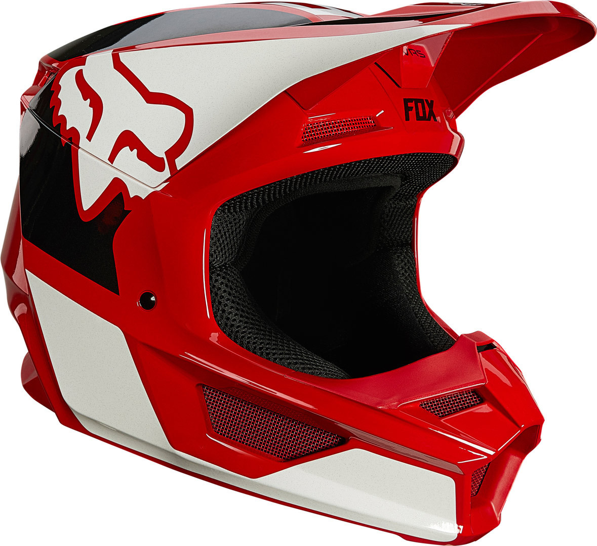 FOX V1 REVN Casque de motocross Blanc Rouge XS