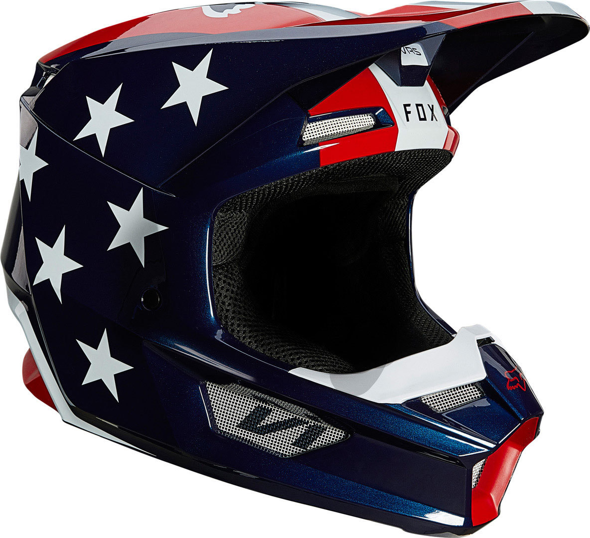 FOX V1 Ultra Casque de motocross Blanc Rouge Bleu XS