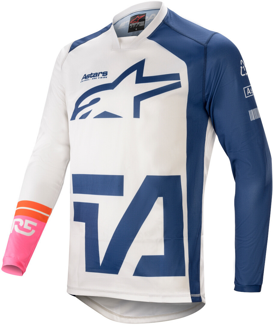 Alpinestars Racer Compass Maillot motocross Blanc Bleu S