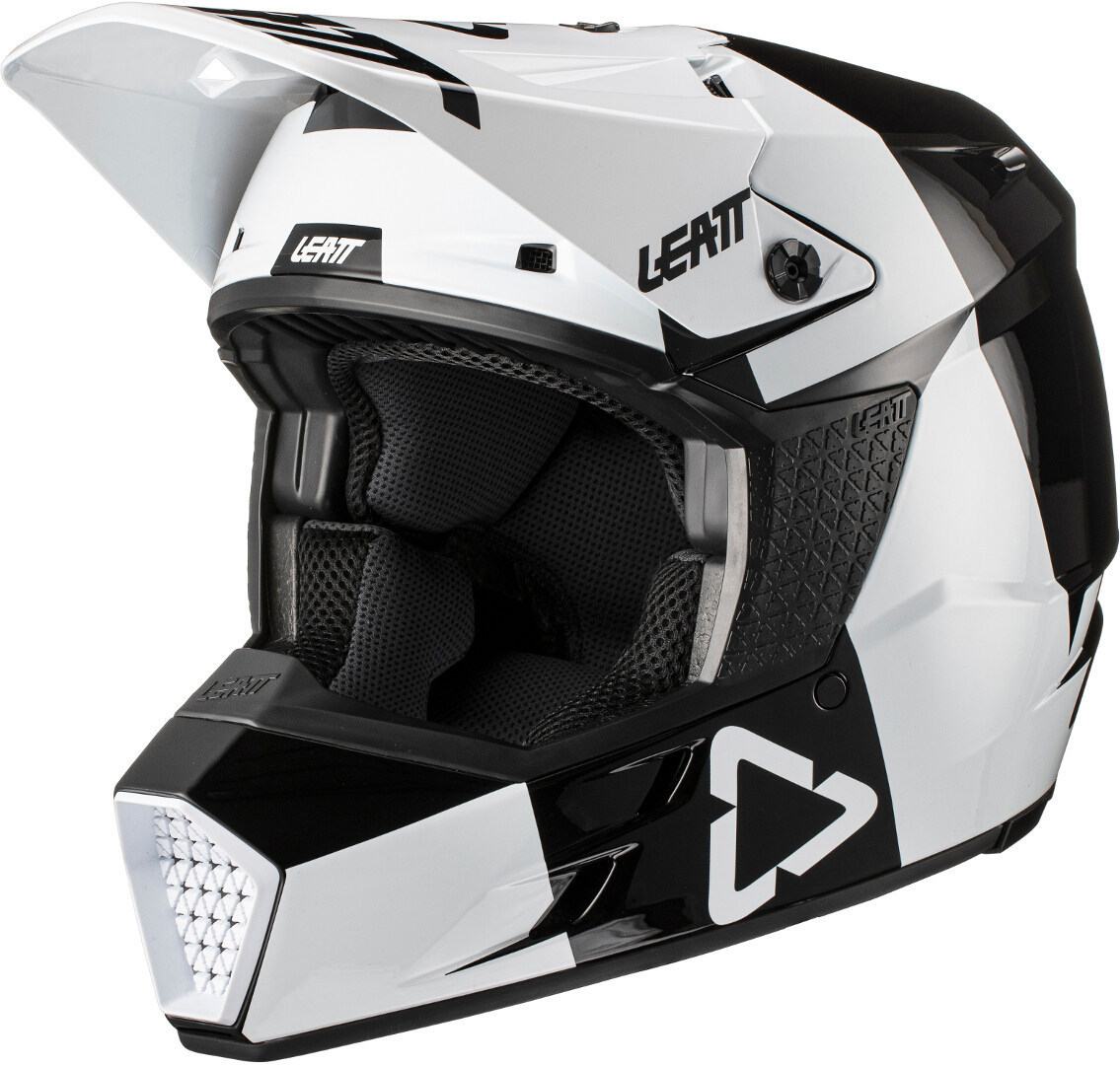 Leatt Moto 3.5 V21.3 Vertical Casque de motocross Noir Blanc XS