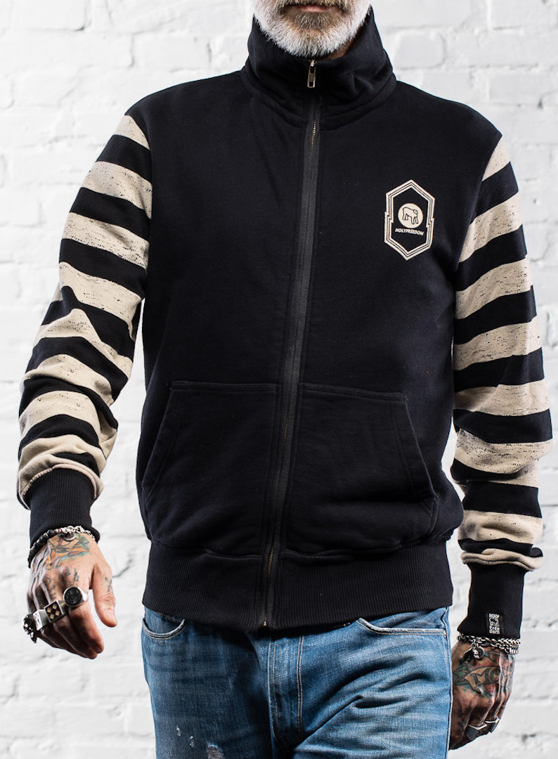 Image of HolyFreedom Papillon Zip Sweatshirt Noir Beige 2XL