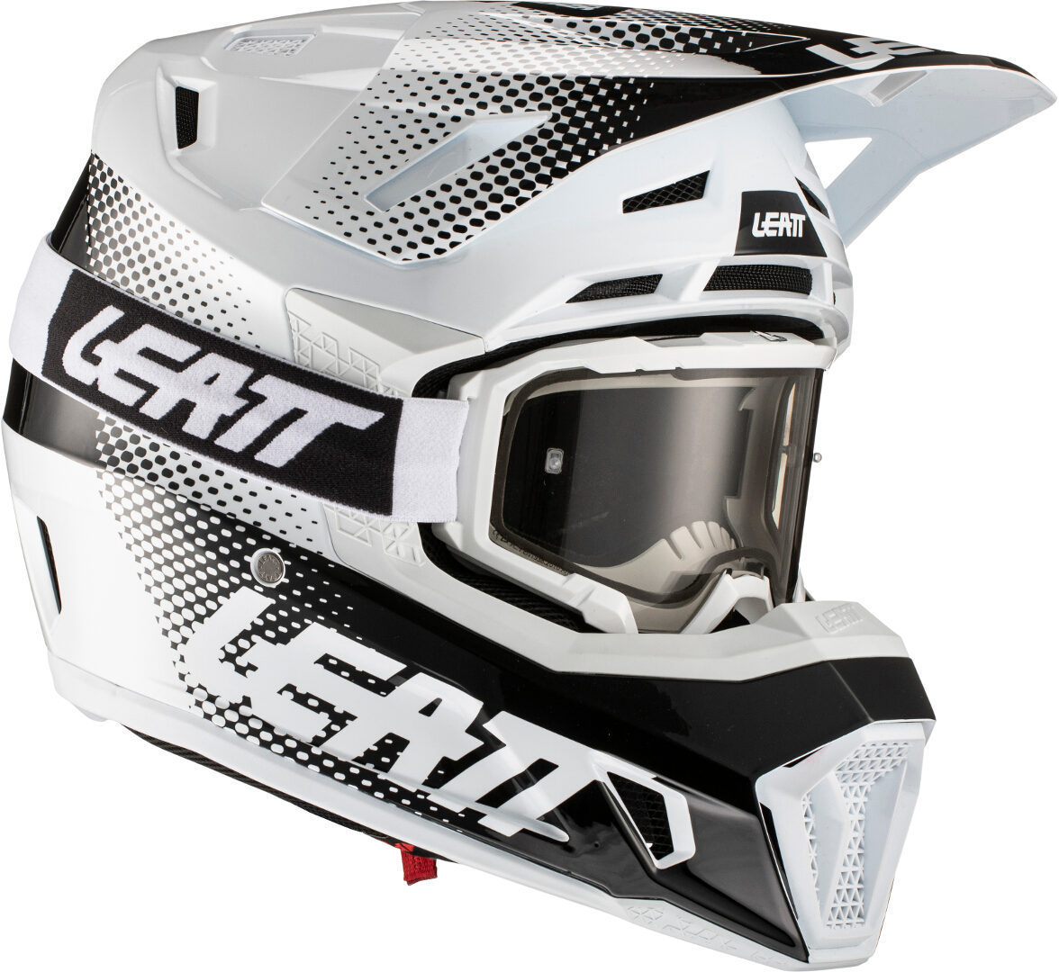 Leatt Moto 7.5 V21.1 Casque de motocross avec lunettes Noir Blanc XS