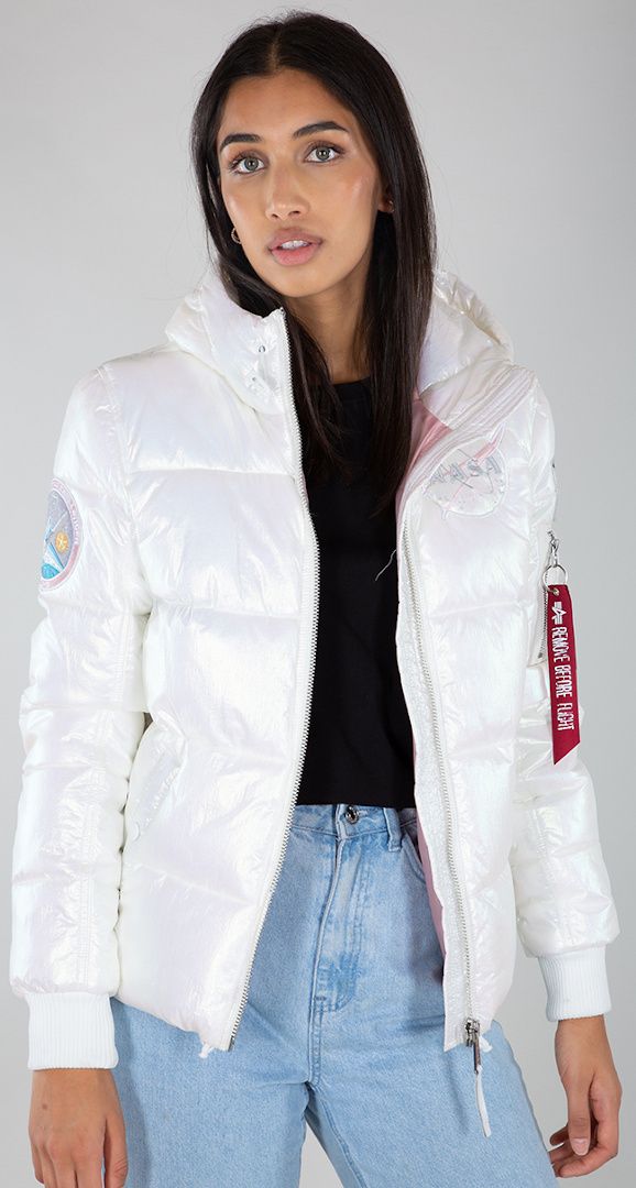 Image of Alpha Industries Hooded Puffer NASA Veste dames Blanc L