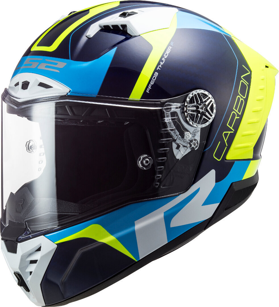 LS2 FF805 Thunder Racing1 Carbon Casque Bleu Jaune XS