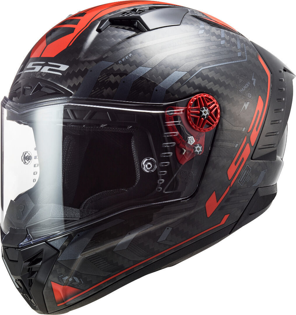 LS2 FF805 Thunder Sputnik Carbon Casque Noir Rouge XS