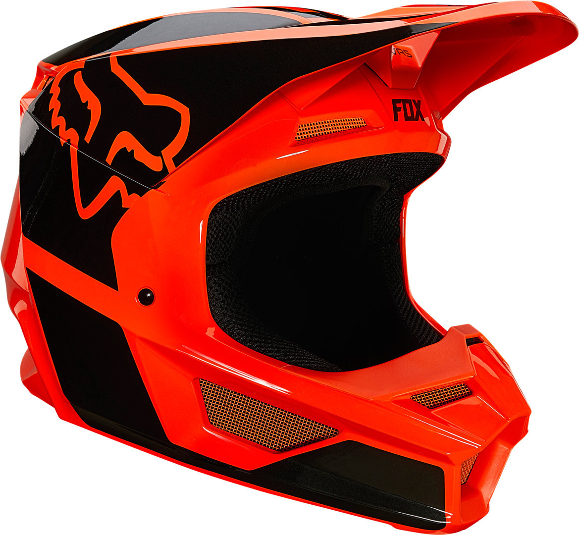 FOX V1 REVN Casque de motocross de jeunesse Noir Orange S