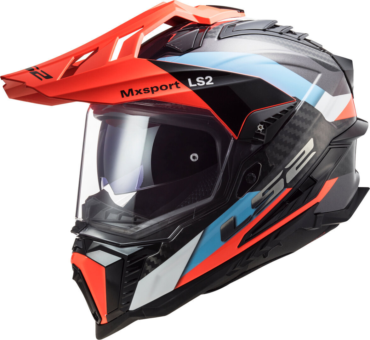 LS2 MX701 Explorer C Frontier Carbon Casque de motocross Bleu Orange XS