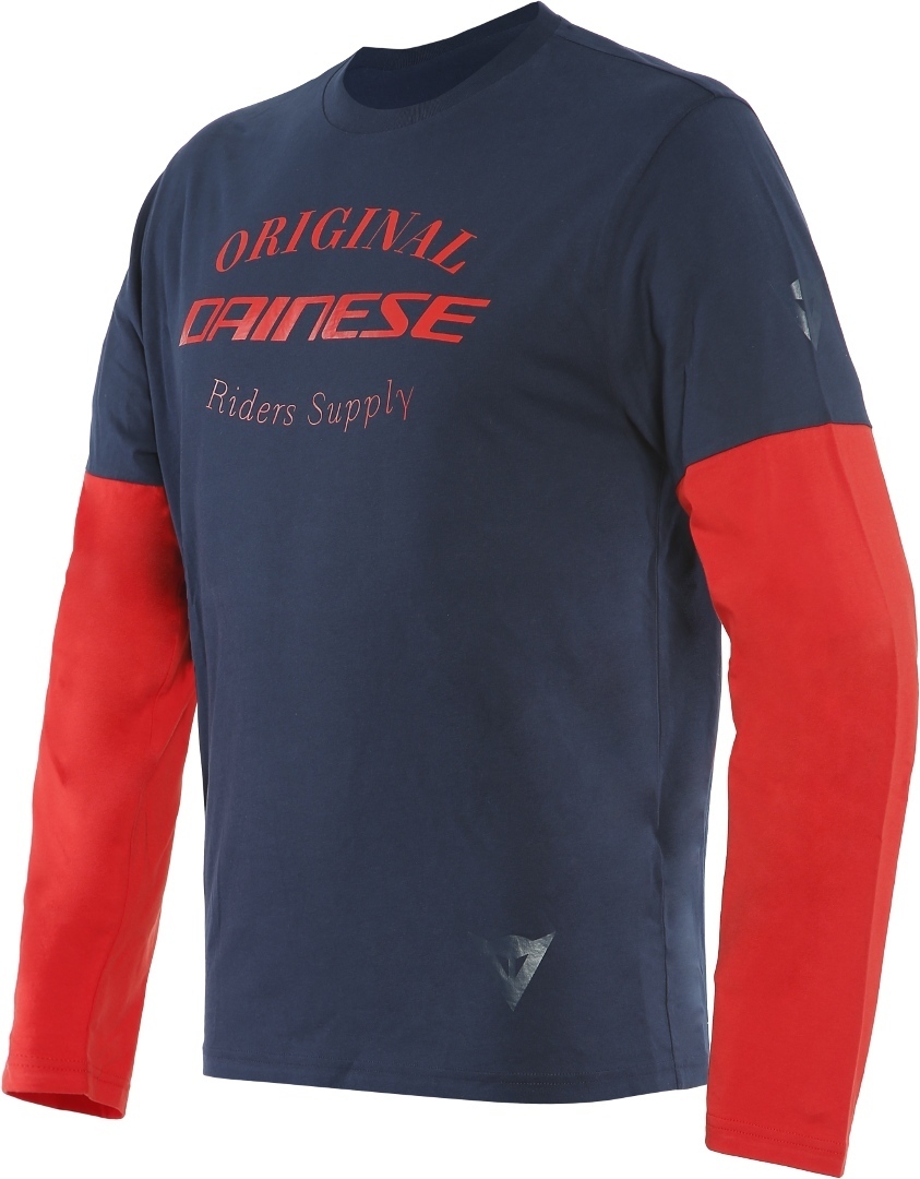 Dainese Paddock LS T-Shirt Rouge Bleu XS