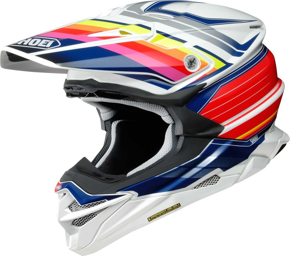 Shoei VFX-WR Pinnacle Casque de motocross Blanc Rouge Bleu XS