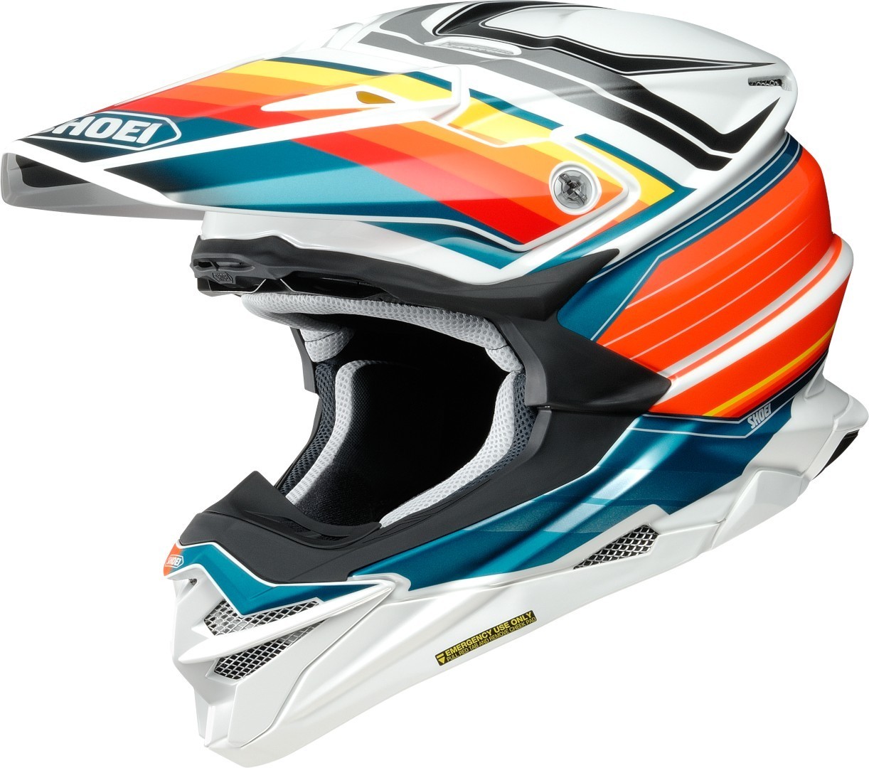 Shoei VFX-WR Pinnacle Casque de motocross Blanc Bleu Orange XS