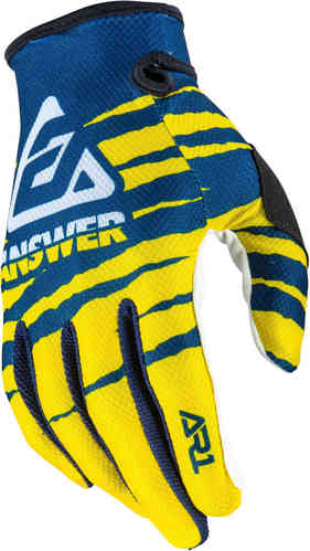 Answer AR1 Pro Glow Guantes de Motocross Blanco Azul Amarillo 2XL