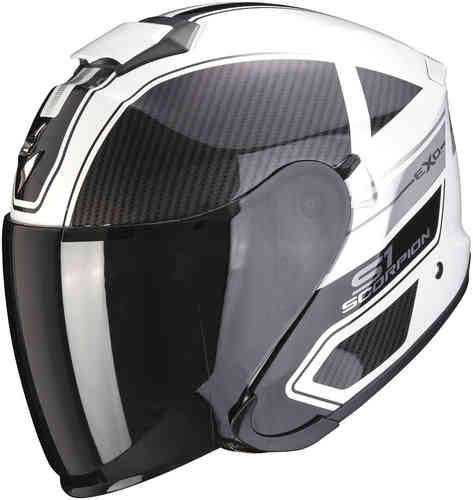 Scorpion EXO-S1 Cross-Ville Casco Jet Negro Blanco Plata L