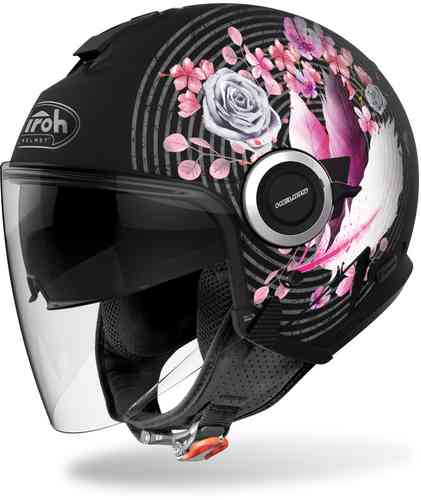 Airoh Helios Mad Casco Jet Negro Rosa M
