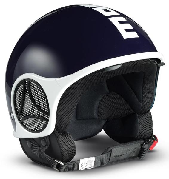MOMO Minimomo Blue Navy Glossy Logo White Jet Helmet, white-turquoise-blue, Size 2XS, white-turquoise-blue, Size 2XS