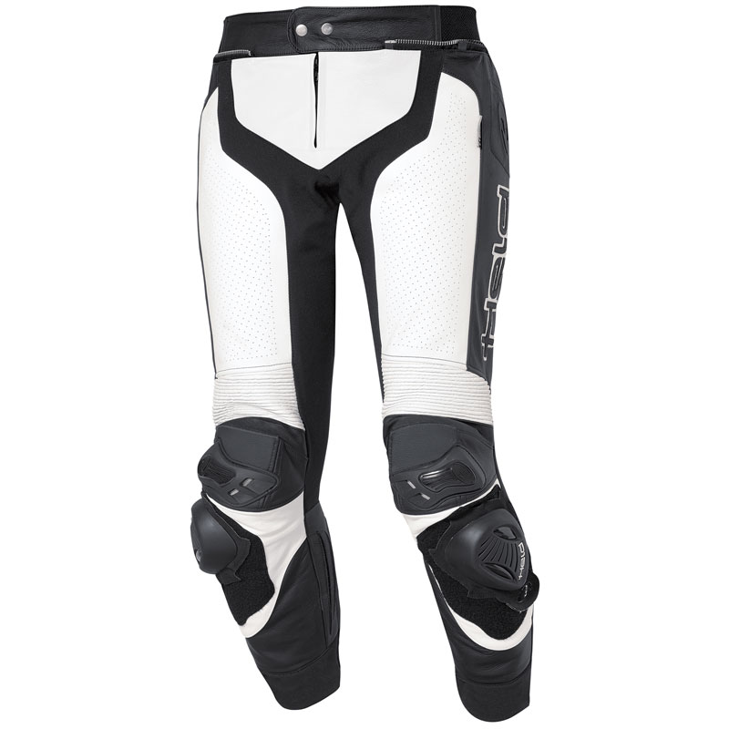 Held Grind Motorcycle Leather Pants, black-white, Size 52, black-white, Size 52