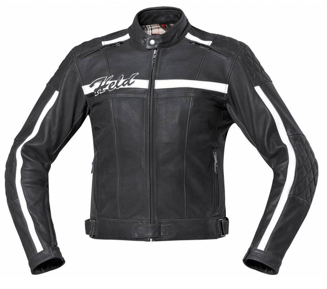 Held Brandon Motorcycle Leather Jacket, black-white, Size 56, black-white, Size 56