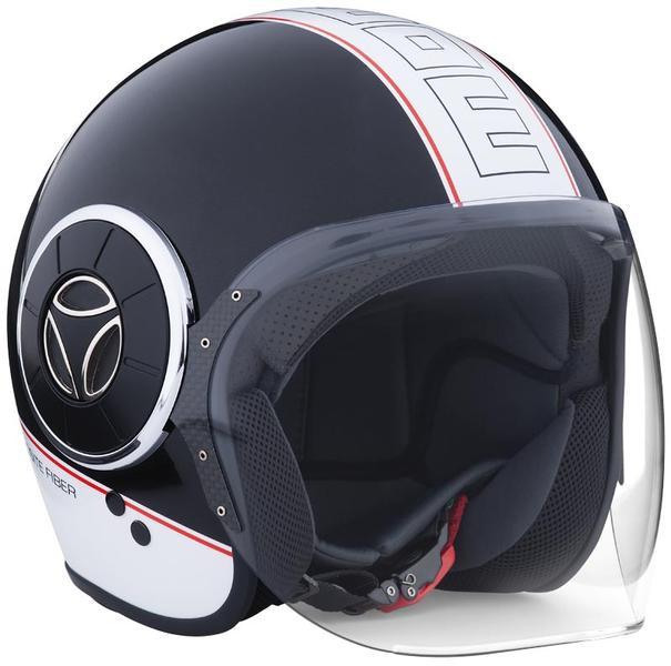 MOMO Mangusta Jet Helmet Noir/Rouge Logo Noir