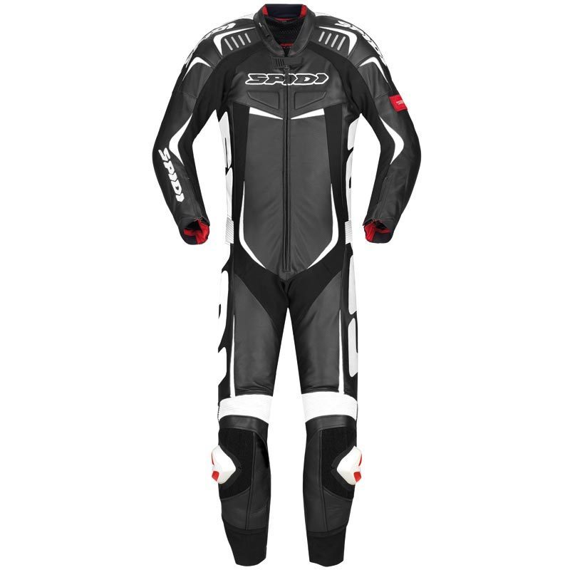 Spidi Track Wind Pro One Piece Motorcycle Leather Suit, black-white, Size 46, black-white, Size 46