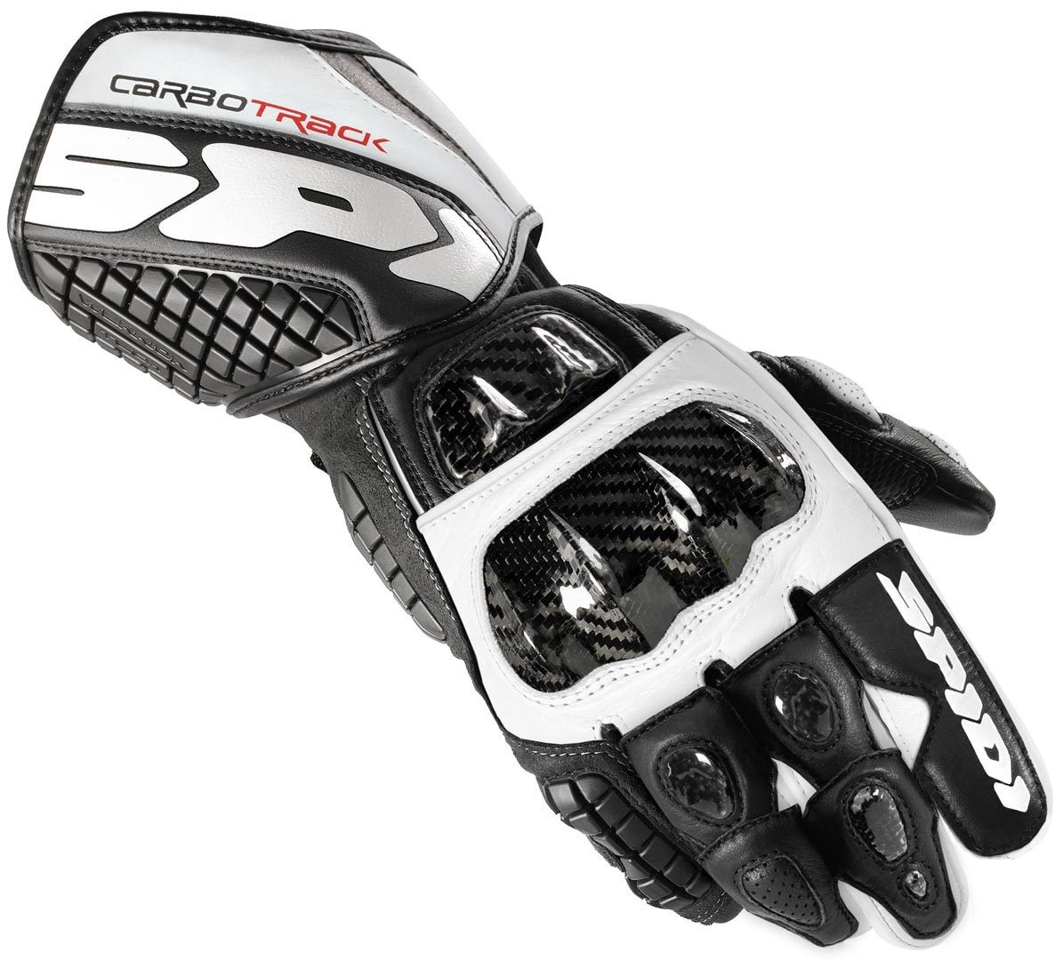 Spidi Carbo Track Gloves, black-white, Size S, black-white, Size S