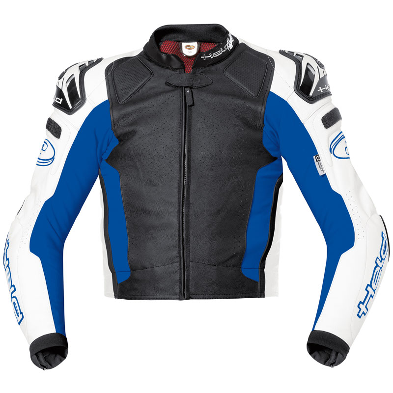 Held Safer Motorcycle Leather Jacket, black-blue, Size 50, black-blue, Size 50