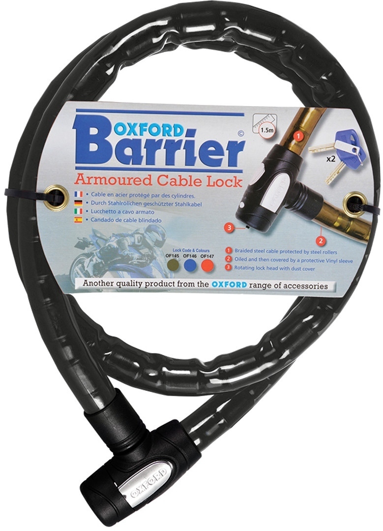 Oxford Barrier Cable Lock, black, Size 150 cm, black, Size 150 cm