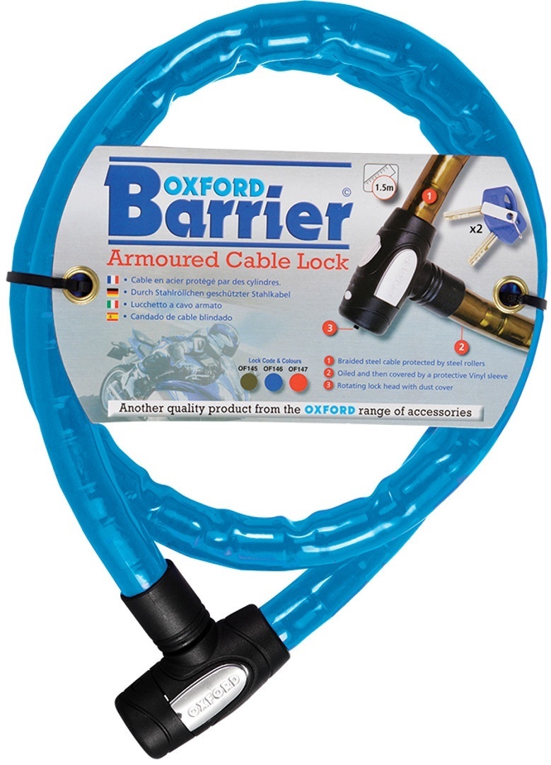 Oxford Barrier Cable Lock, blue, Size 150 cm, blue, Size 150 cm